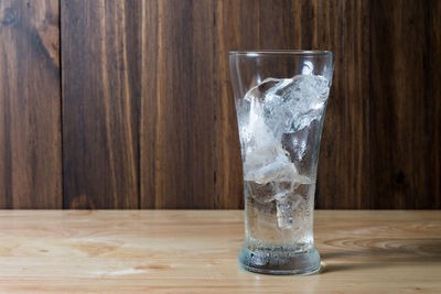 Close-up of ice cream in glass on table