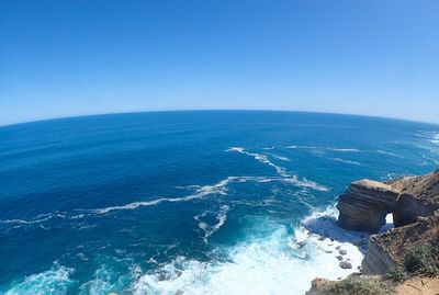 Scenic view of sea against clear sky