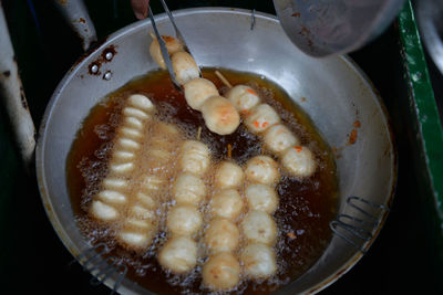 High angle view of food in plate