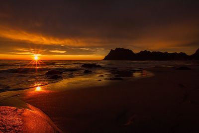 Scenic view of sea at sunset