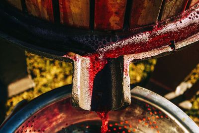 Close up of wine cask spout