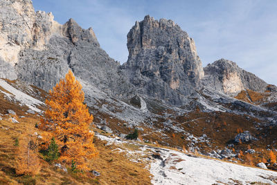 Scenic view of mountain against sky during autumn