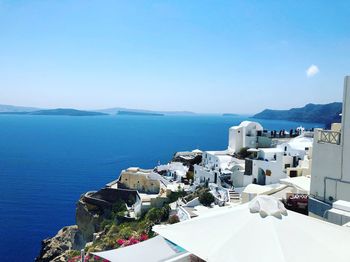 High angle view of buildings in sea