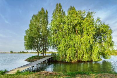 Scenic view of lake against sky during autumn