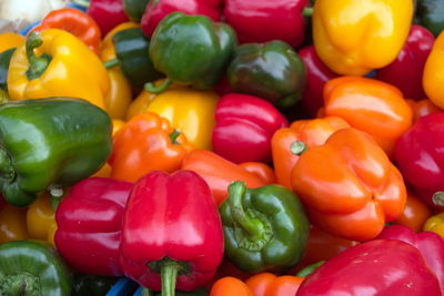 Full frame shot of multi colored bell peppers