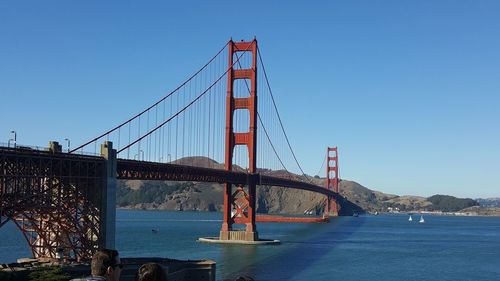 Golden gate bridge against clear sky