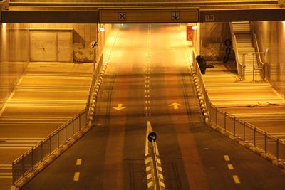 Driveway of illuminated parking lot