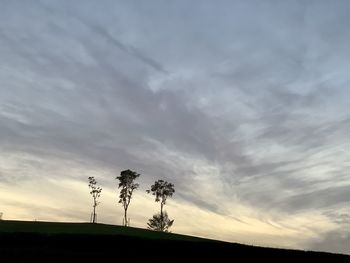 Low angle view of silhouette trees on field against sky