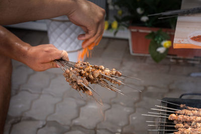 Cropped hand of woman holding plant