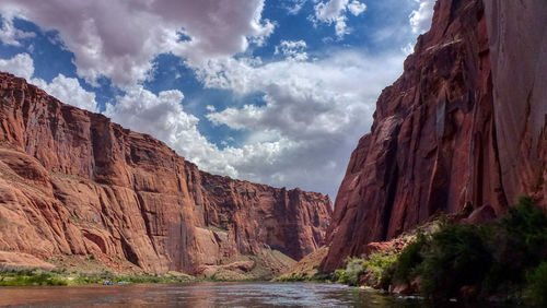 Panoramic view of rock formations against sky