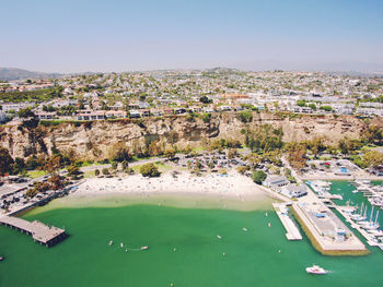 High angle view of buildings in city