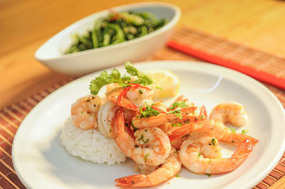 Close-up of food served in plate