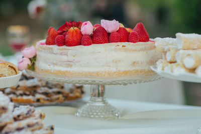 Close-up of cake with fruits