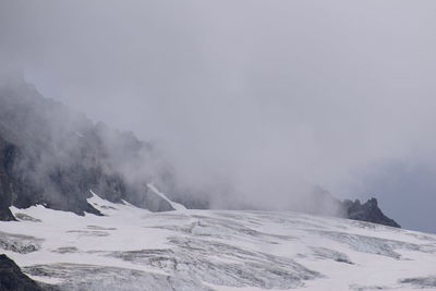 Scenic view of mountains against sky during winter