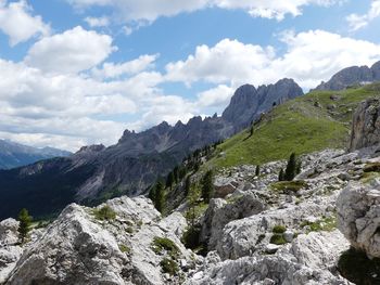 Scenic view of landscape and mountains against sky