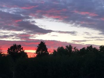 Scenic view of silhouette trees against sky during sunset