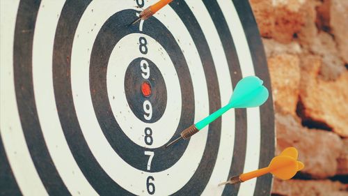 Close-up of dartboard on wall