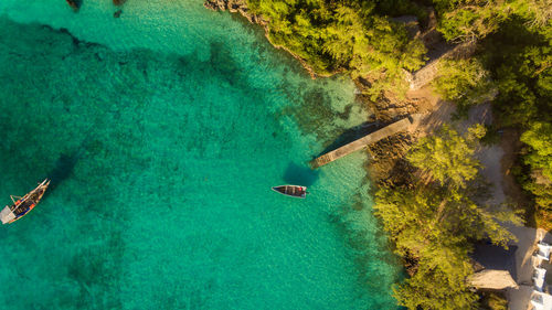 Aerial view of the chumbe island coral park, zanzibar