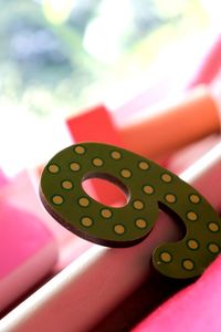 High angle view of smiley face on table