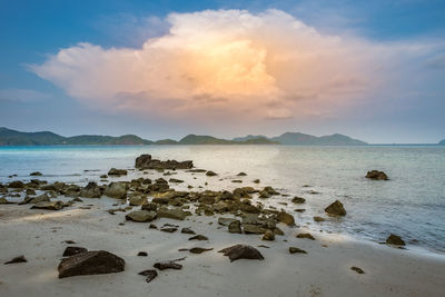 Scenic view of sea against sky during sunset