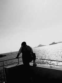 Scenic view of sea against clear sky