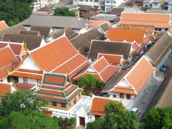 High angle view of residential buildings