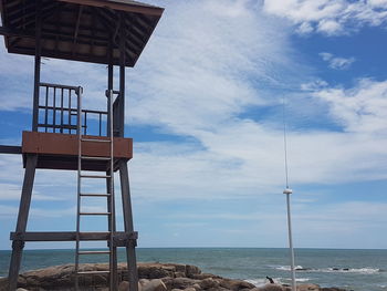 Low angle view of beach against sky