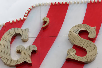 Close-up of alphabets on circus tent