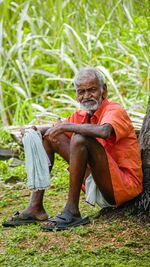 Portrait look of an old indian
