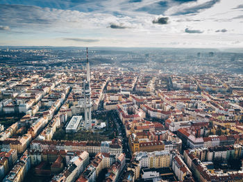 High angle view of cityscape against sky