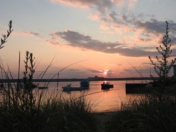 Scenic view of sunset over river