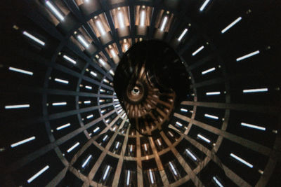 Directly below shot of illuminated ceiling