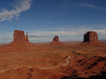 Rock formations in desert against sky