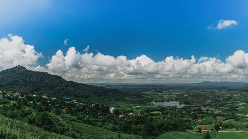 High angle view of townscape against sky