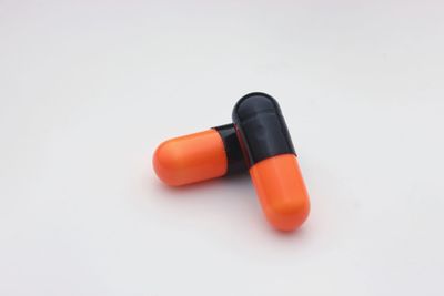 High angle view of orange on white background