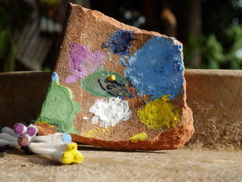 Close-up of multi colored rocks on rock