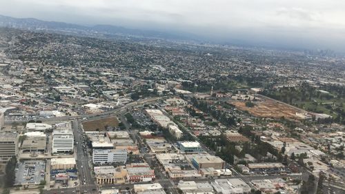 High angle view of townscape against sky