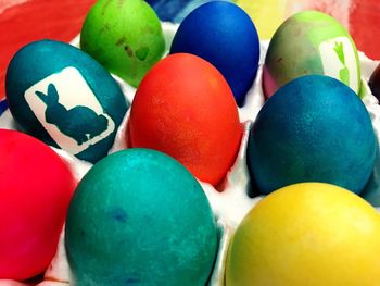 Close-up of multi colored easter eggs