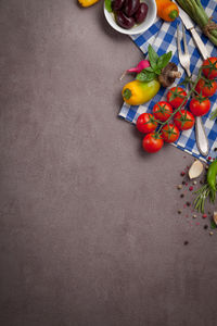 High angle view of fruits on table