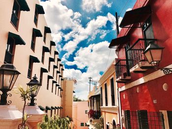 Low angle view of buildings against sky