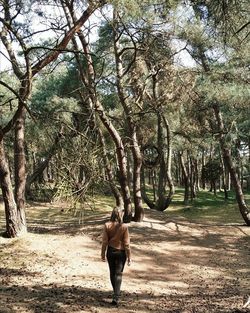 Full length of woman standing on tree trunk