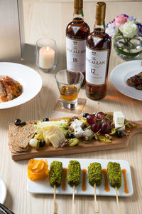 High angle view of food on table