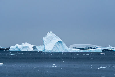 Scenic view of frozen sea against clear sky