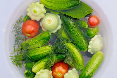 High angle view of food in plate