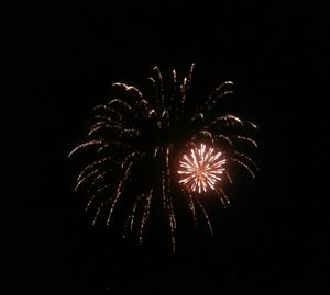 Low angle view of firework display at night