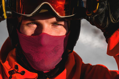 Close-up of man wearing mask