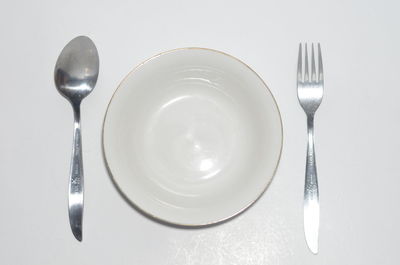 High angle view of empty plate on table