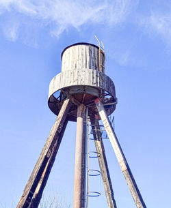 Low angle view of water tower against sky