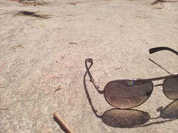 High angle view of shadow on sand
