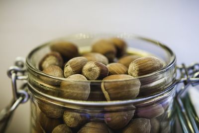 Close-up of chestnut in jar